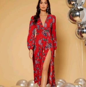 Red boho printed dress